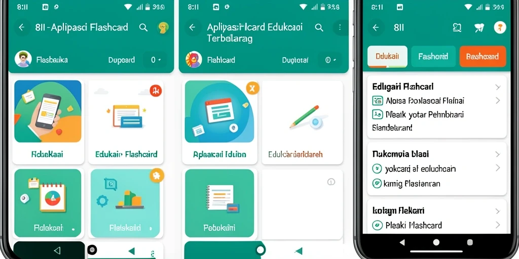 Antarmuka aplikasi 8II menampilkan flashcard yang interaktif dan informatif.