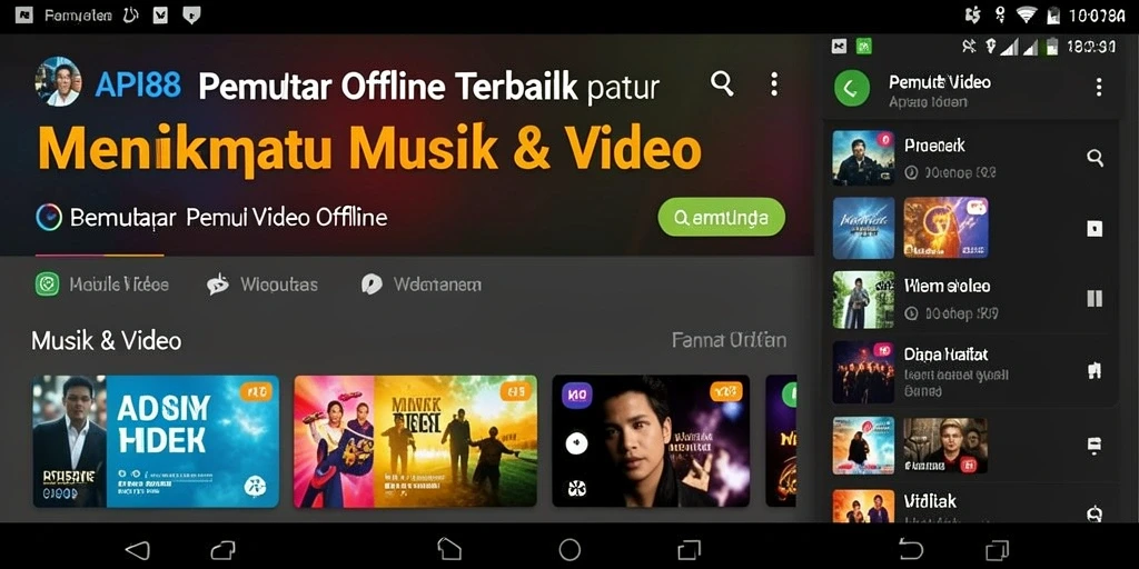 Antarmuka pengguna API88 untuk Pemutar Video Offline yang menarik dan responsif.