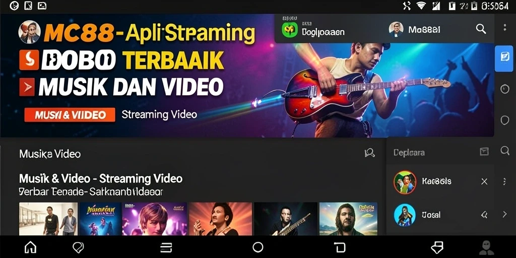 Antarmuka aplikasi MC888 yang menampilkan fungsi Streaming Video yang menarik.
