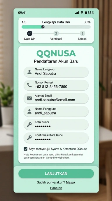 Registrasi Akun Baru qqnusa untuk Android
